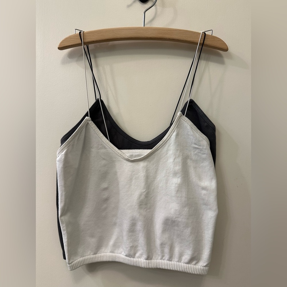 💫Free People Intimately Skinny Strap Seamless Brami x 2! White & Charcoal, XS/S